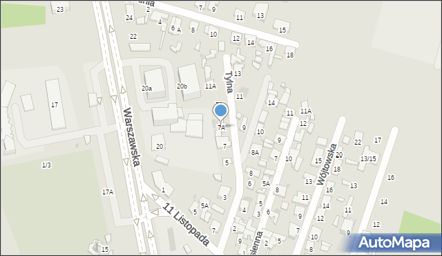 Radom, Tylna, 7A, mapa Radomia