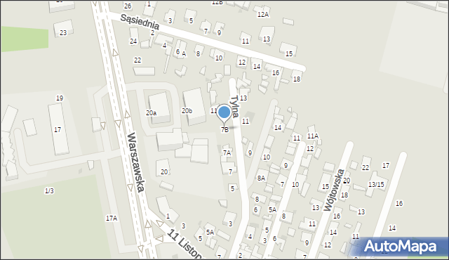 Radom, Tylna, 7B, mapa Radomia