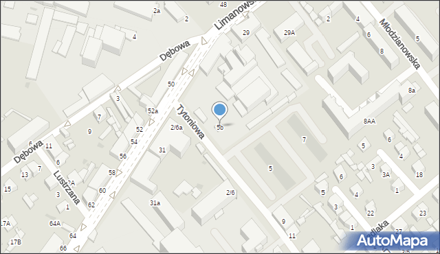 Radom, Tytoniowa, 5b, mapa Radomia