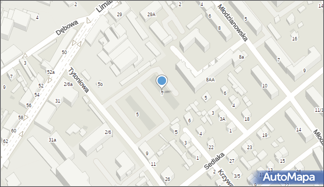 Radom, Tytoniowa, 7, mapa Radomia