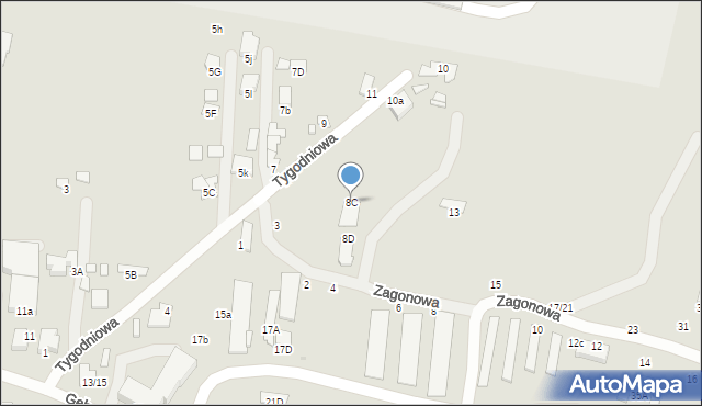 Radom, Tygodniowa, 8C, mapa Radomia