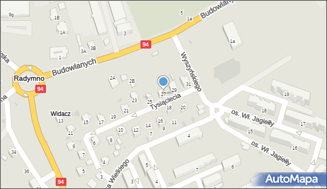 Radymno, Tysiąclecia, 27, mapa Radymno