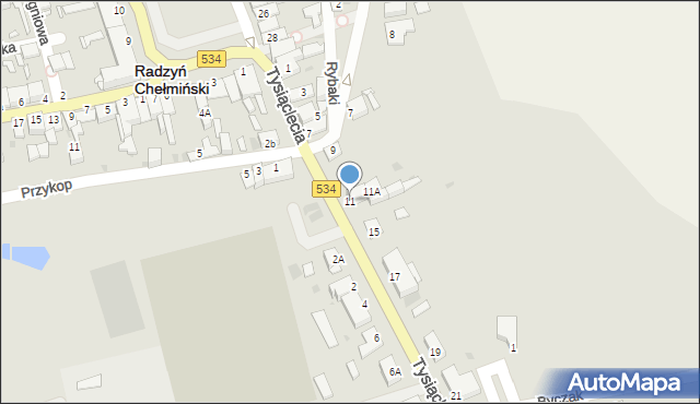Radzyń Chełmiński, Tysiąclecia, 11, mapa Radzyń Chełmiński