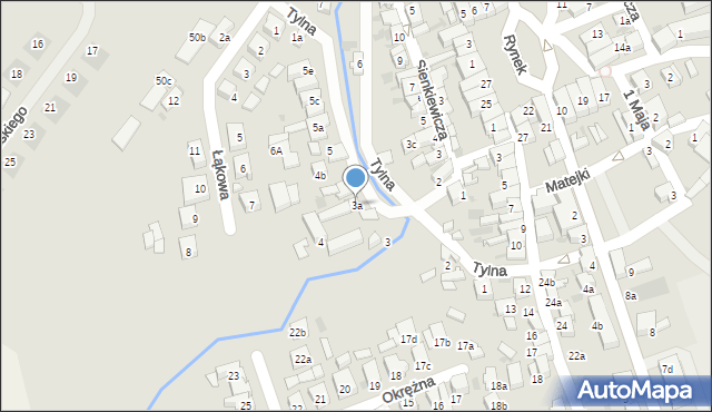 Rydzyna, Tylna, 3a, mapa Rydzyna