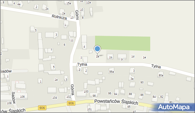 Sadów, Tylna, 1a, mapa Sadów