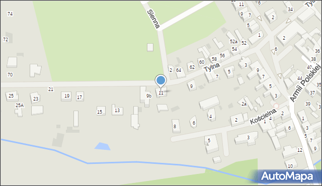 Sianów, Tylna, 11, mapa Sianów