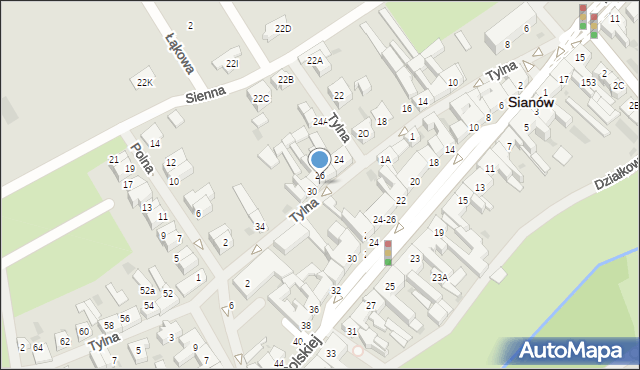 Sianów, Tylna, 28, mapa Sianów