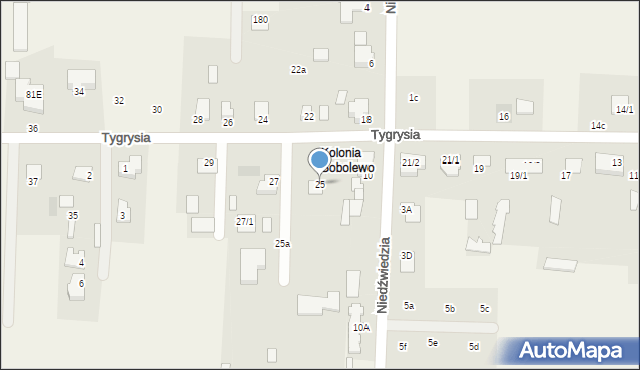 Sobolewo, Tygrysia, 25, mapa Sobolewo