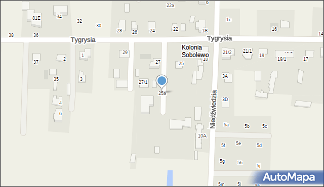 Sobolewo, Tygrysia, 25a, mapa Sobolewo