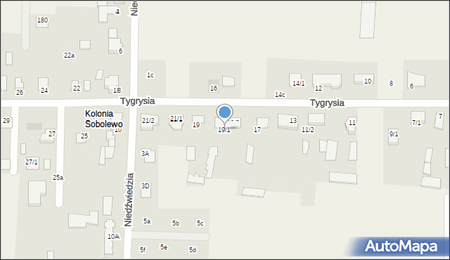 Sobolewo, Tygrysia, 19/1, mapa Sobolewo