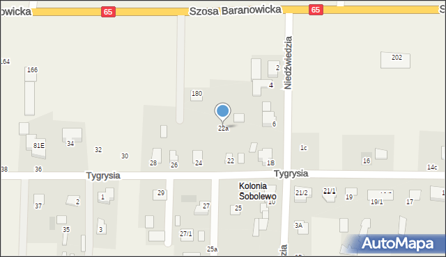 Sobolewo, Tygrysia, 22a, mapa Sobolewo