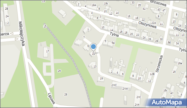 Sosnowiec, Tylna, 11, mapa Sosnowca