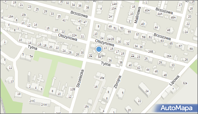 Sosnowiec, Tylna, 34, mapa Sosnowca