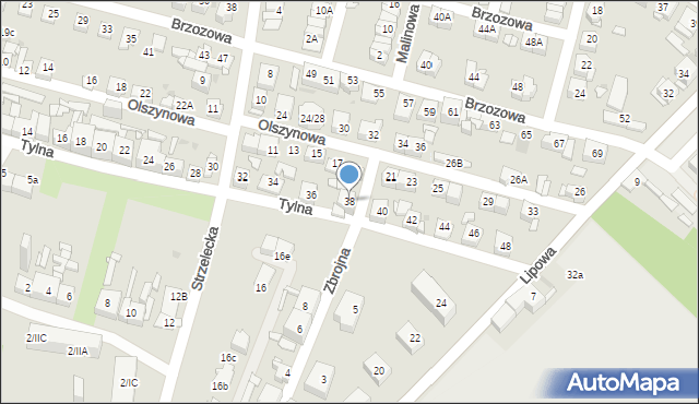 Sosnowiec, Tylna, 38, mapa Sosnowca