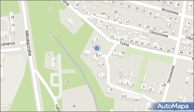 Sosnowiec, Tylna, 9, mapa Sosnowca