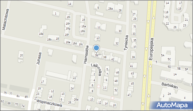 Szczecin, Tyniecka, 34, mapa Szczecina