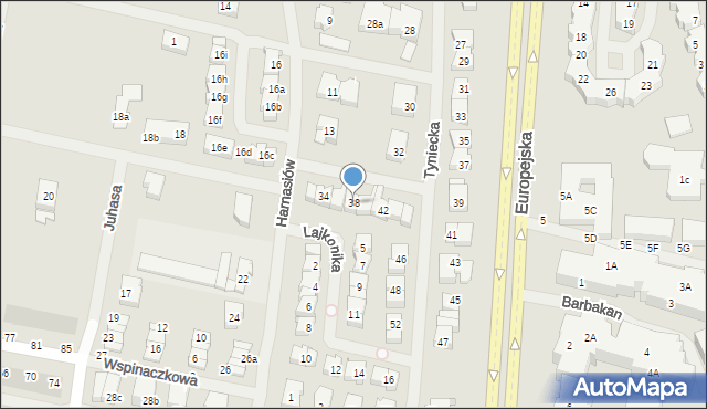 Szczecin, Tyniecka, 38, mapa Szczecina