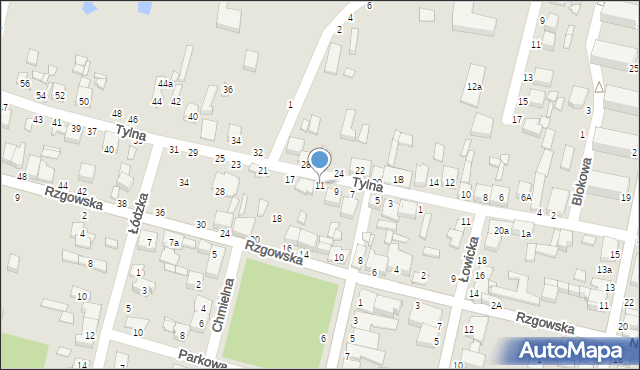 Tuszyn, Tylna, 11, mapa Tuszyn