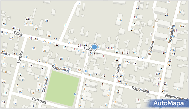 Tuszyn, Tylna, 3, mapa Tuszyn