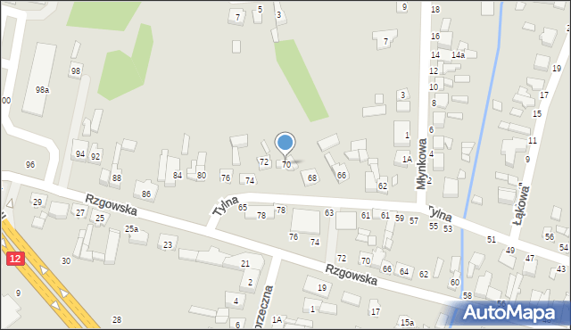 Tuszyn, Tylna, 70, mapa Tuszyn