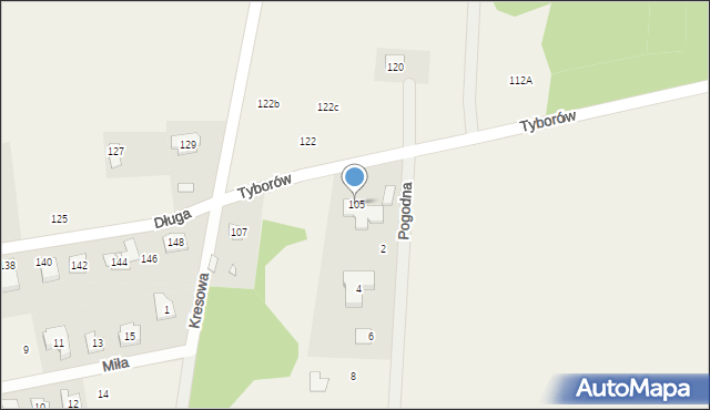 Tyborów, Tyborów, 105, mapa Tyborów