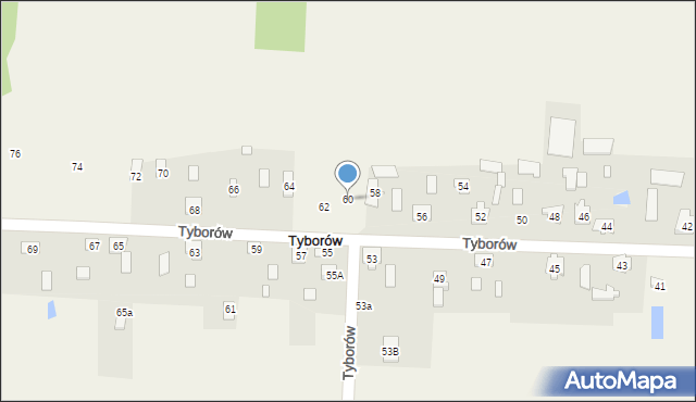 Tyborów, Tyborów, 60, mapa Tyborów