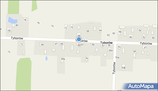Tyborów, Tyborów, 63, mapa Tyborów