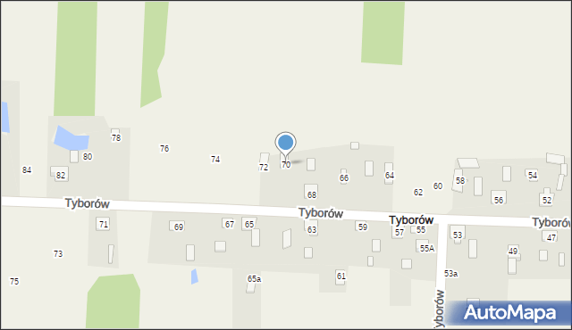 Tyborów, Tyborów, 70, mapa Tyborów