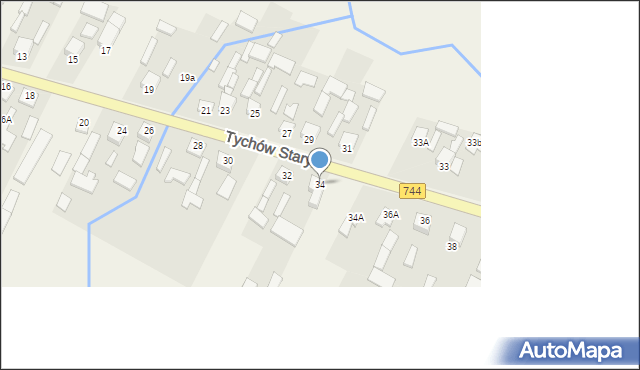 Tychów Stary, Tychów Stary, 34, mapa Tychów Stary