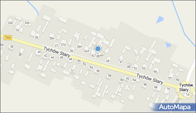 Tychów Stary, Tychów Stary, 43, mapa Tychów Stary