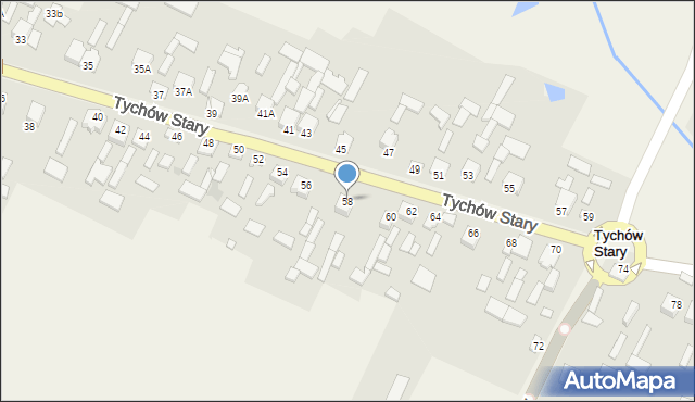 Tychów Stary, Tychów Stary, 58, mapa Tychów Stary