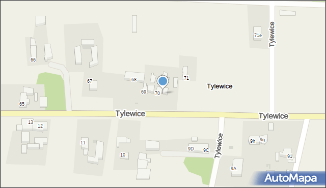 Tylewice, Tylewice, 70a, mapa Tylewice