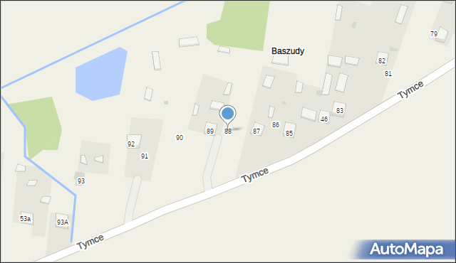 Tymce, Tymce, 88, mapa Tymce