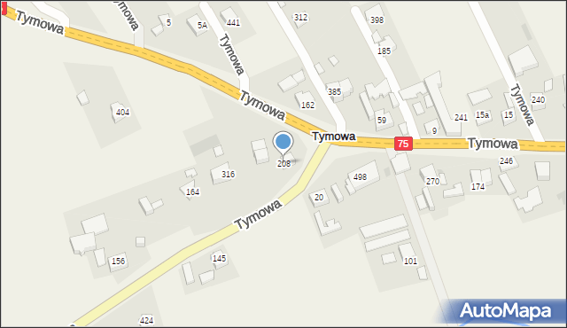 Tymowa, Tymowa, 208, mapa Tymowa