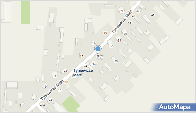 Tyniewicze Małe, Tyniewicze Małe, 28, mapa Tyniewicze Małe
