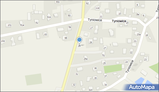 Tyniowice, Tyniowice, 29, mapa Tyniowice