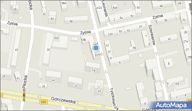 Warszawa, Tyszkiewicza Eustachego, 11, mapa Warszawy