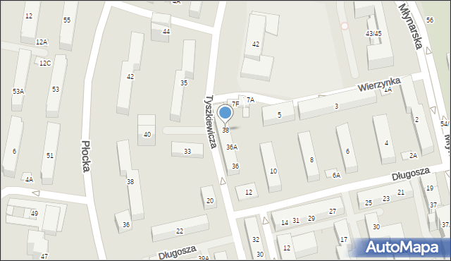 Warszawa, Tyszkiewicza Eustachego, 38, mapa Warszawy