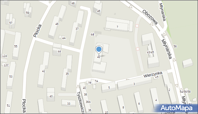 Warszawa, Tyszkiewicza Eustachego, 42, mapa Warszawy