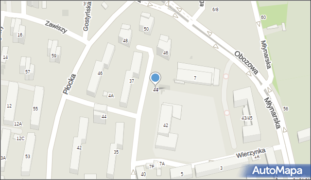 Warszawa, Tyszkiewicza Eustachego, 44, mapa Warszawy