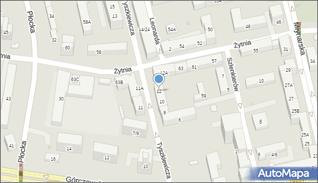 Warszawa, Tyszkiewicza Eustachego, 12, mapa Warszawy
