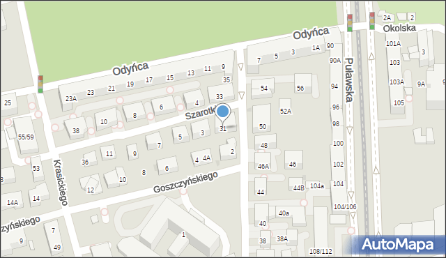 Warszawa, Tyniecka, 31, mapa Warszawy