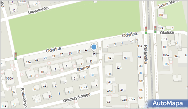 Warszawa, Tyniecka, 35, mapa Warszawy