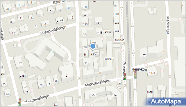 Warszawa, Tyniecka, 38A, mapa Warszawy