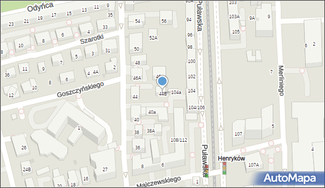 Warszawa, Tyniecka, 44B, mapa Warszawy