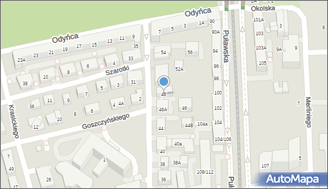 Warszawa, Tyniecka, 48, mapa Warszawy