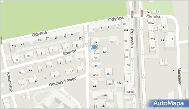 Warszawa, Tyniecka, 52, mapa Warszawy