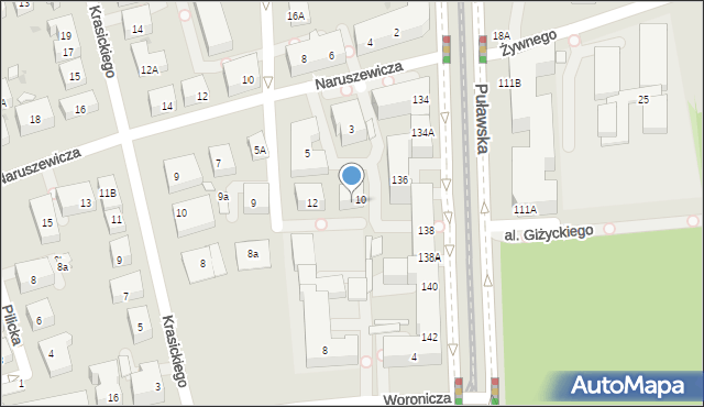 Warszawa, Tyniecka, 10A, mapa Warszawy