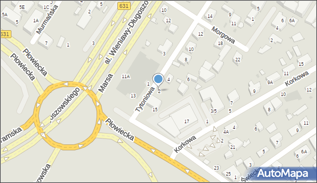 Warszawa, Tytoniowa, 2, mapa Warszawy