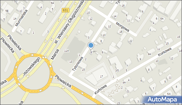 Warszawa, Tytoniowa, 4, mapa Warszawy